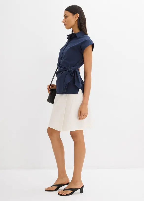 Halenka s krátkým rukávem a ozdobnou vázačkou, bonprix