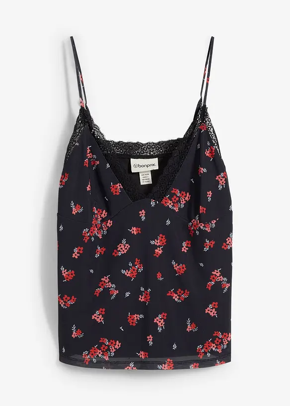 Top s úzkými ramínky, ze síťoviny, bonprix