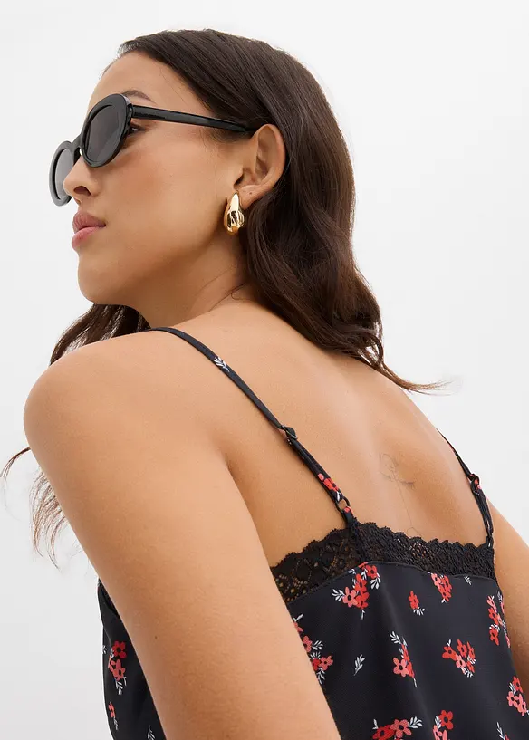 Top s úzkými ramínky, ze síťoviny, bonprix