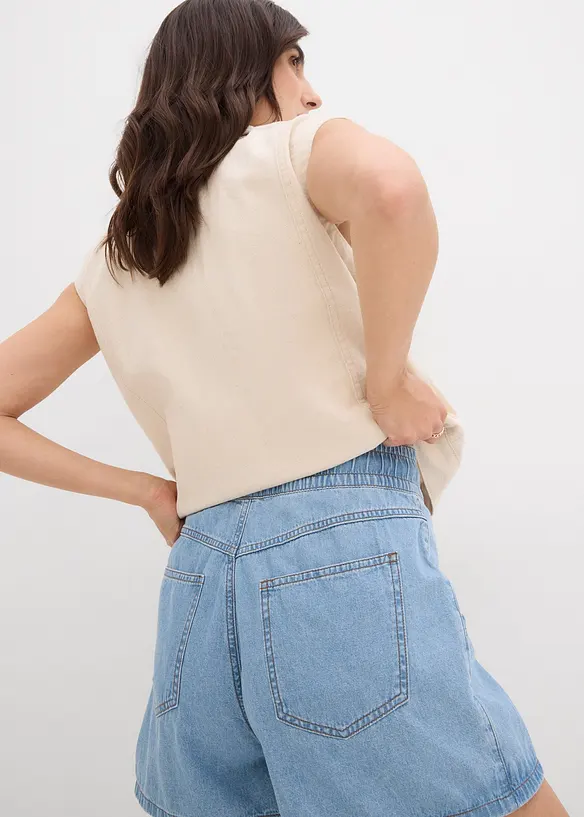 Džínové šortky, High Waist, pohodlný pas, bonprix