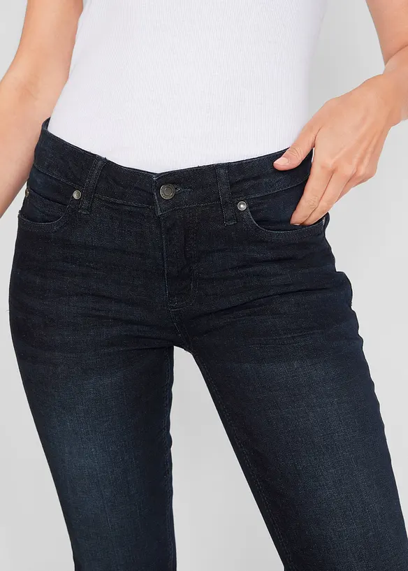 Bootcut džíny Mid Waist, strečové, bonprix