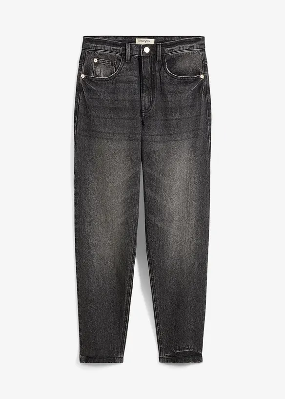 Mom dž&iacute;ny High Waist, mal&yacute; pod&iacute;l streče, zkr&aacute;cen&eacute;, bonprix