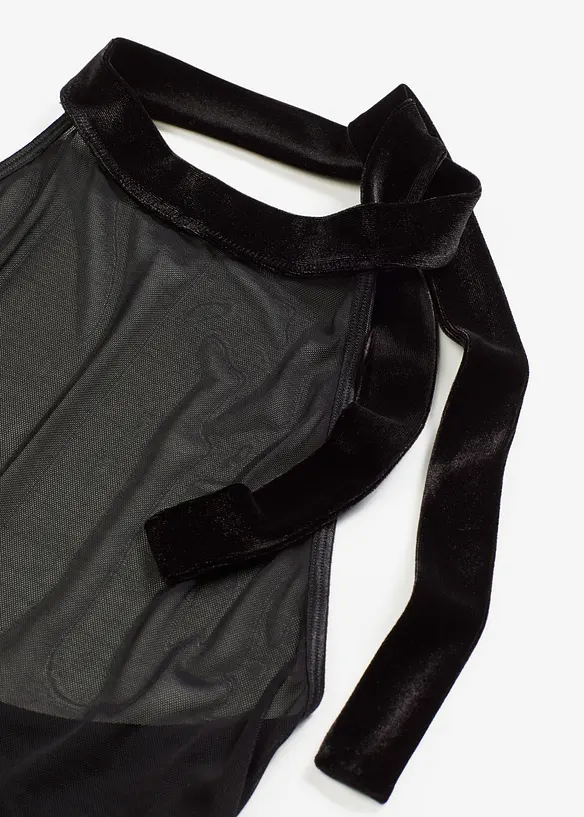 Sametové šaty s ramínkem kolem krku, bonprix