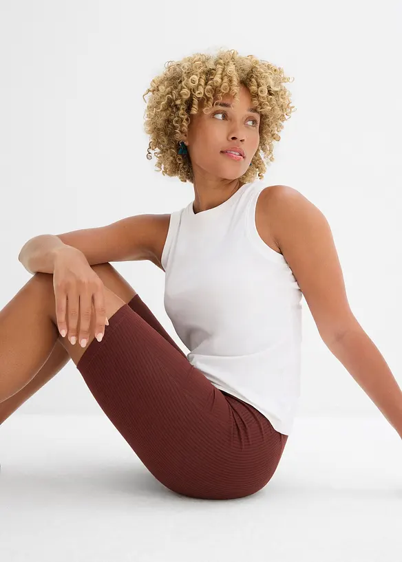 Krátké legíny z žebrovaného žerzeje, High Waist, bonprix