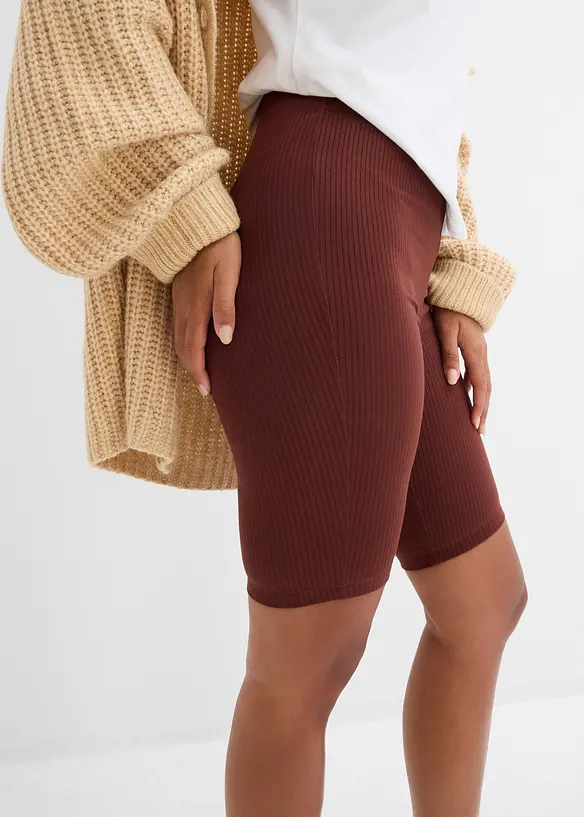 Krátké legíny z žebrovaného žerzeje, High Waist, bonprix