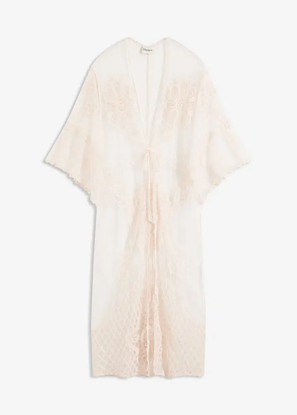 Transparentní plážové kimono s krajkou, bonprix