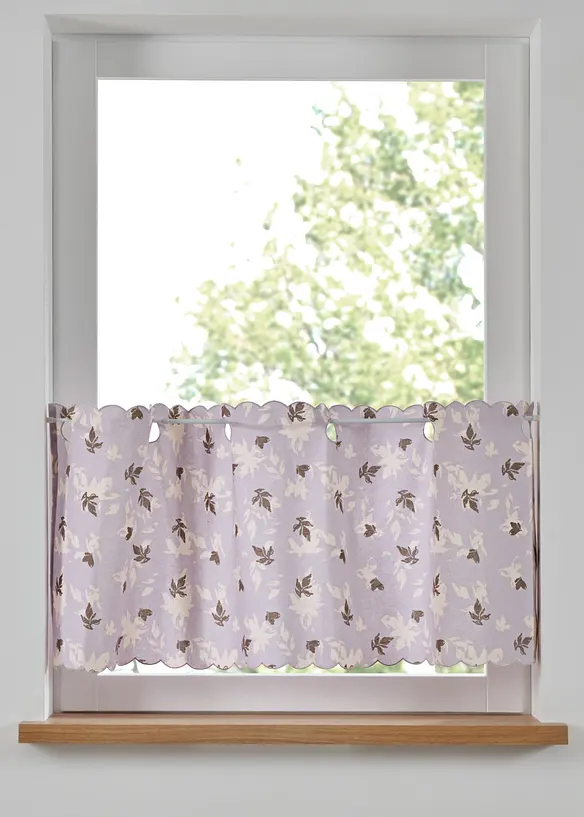 Vitrážková záclona z organické bavlny s natištěnými květy, bonprix