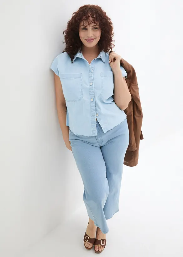 Kr&aacute;tk&aacute; dž&iacute;nov&aacute; boxy halenka, bonprix