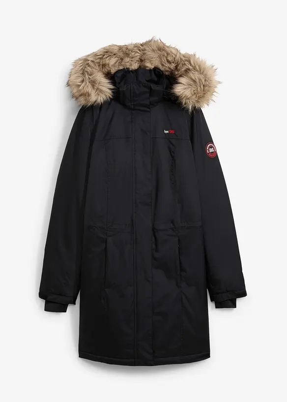 Teplý nepromokavý funkční outdoorový kabát s imitací kožešiny, bonprix