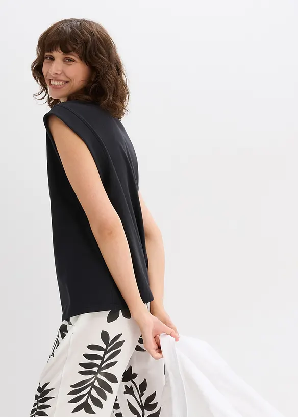 Oversize top se žebrovanou vsadkou na ruk&aacute;vu, bonprix