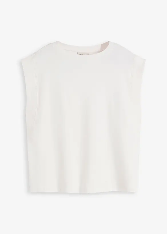 Top s žebrovanou vsadkou na rukávu, bonprix