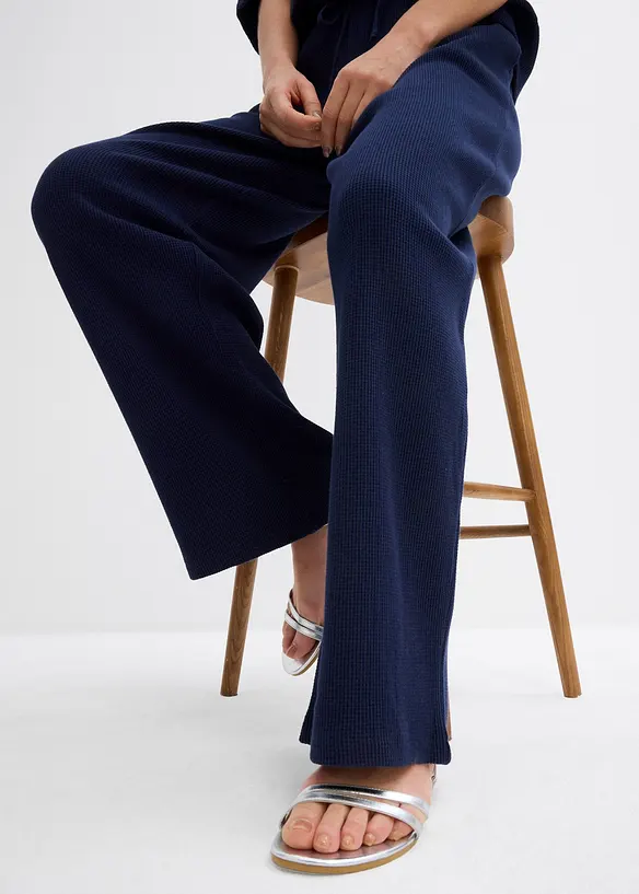 Strukturovan&eacute; kalhoty z čist&eacute; bavlny, bonprix