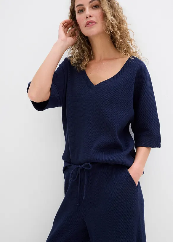 Strukturovan&eacute; kalhoty z čist&eacute; bavlny, bonprix