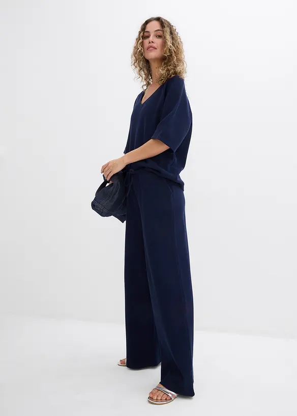 Strukturovan&eacute; kalhoty z čist&eacute; bavlny, bonprix