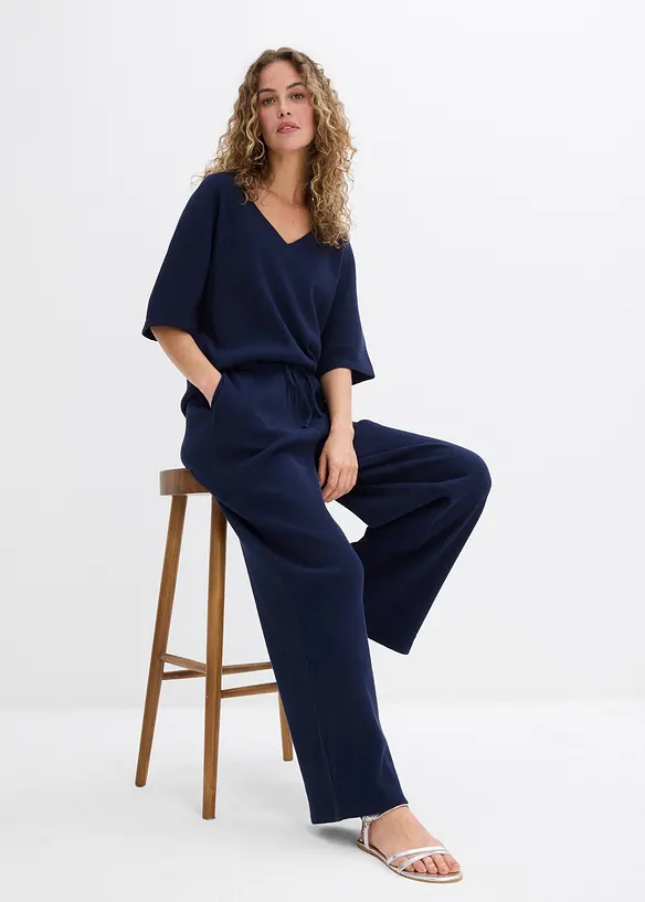 Strukturovan&eacute; kalhoty z čist&eacute; bavlny, bonprix