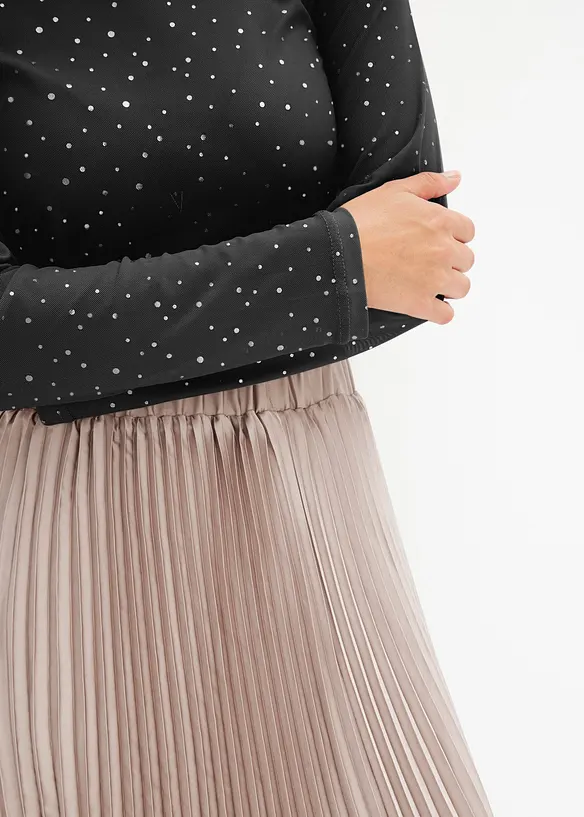 Tričko s dlouhým rukávem ze třpytivé síťoviny, bonprix