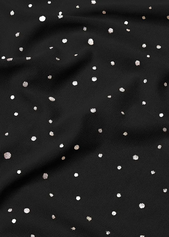 Tričko s dlouhým rukávem ze třpytivé síťoviny, bonprix