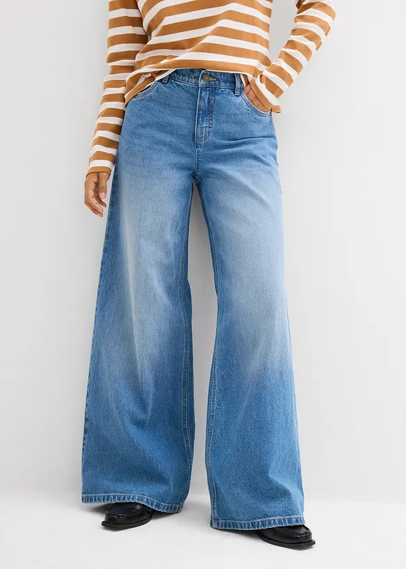 Džíny Wide Leg, Mid Waist, bonprix