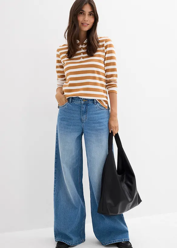 Džíny Wide Leg, Mid Waist, bonprix