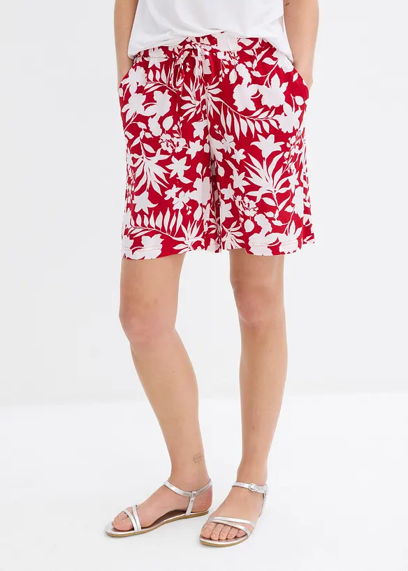 Široké viskózové šortky s pohodlným pasem, High Waist, bonprix