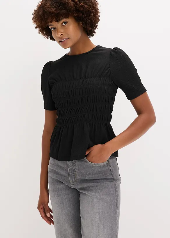 Tričko s žabičkovanou partií, bonprix