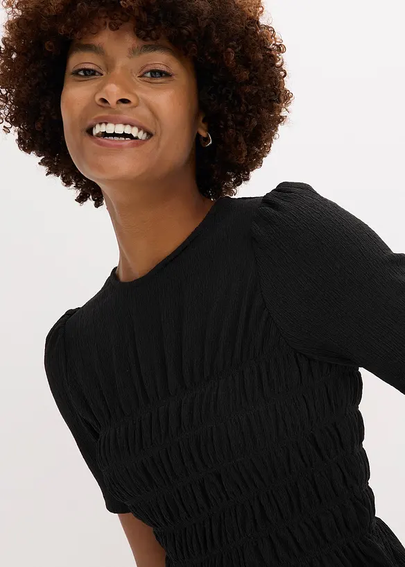 Tričko s žabičkovanou partií, bonprix