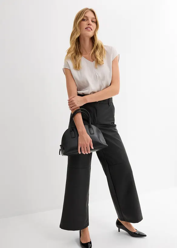 Halenka s krátkým rukávem, z lesklého saténu, bonprix