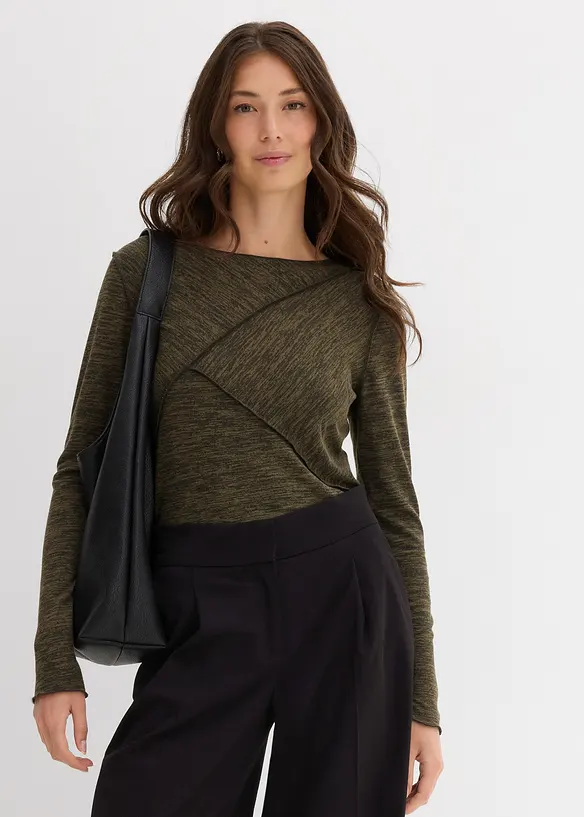 Triko s dlouh&yacute;m ruk&aacute;vem, z měkk&eacute; visk&oacute;zov&eacute; směsi, bonprix