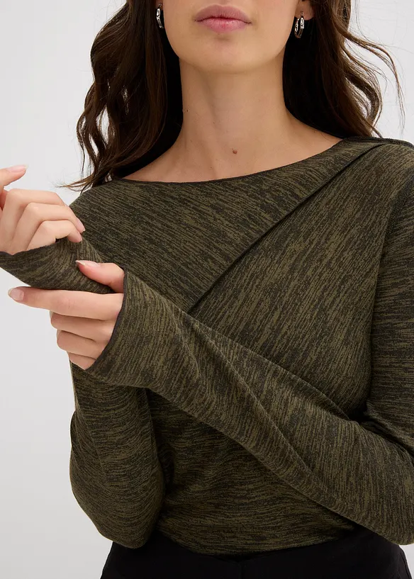 Triko s dlouh&yacute;m ruk&aacute;vem, z měkk&eacute; visk&oacute;zov&eacute; směsi, bonprix