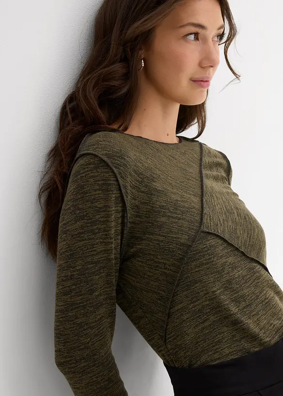 Triko s dlouh&yacute;m ruk&aacute;vem, z měkk&eacute; visk&oacute;zov&eacute; směsi, bonprix