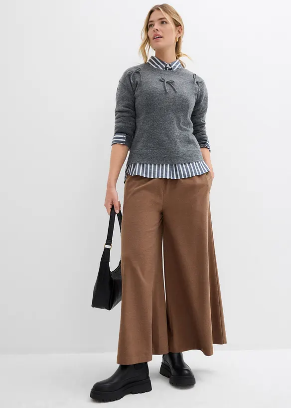 Culotte kalhoty s vlněným vzhledem, bonprix
