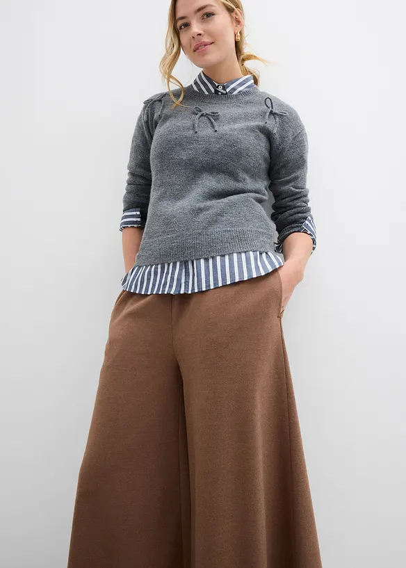Culotte kalhoty s vlněným vzhledem, bonprix