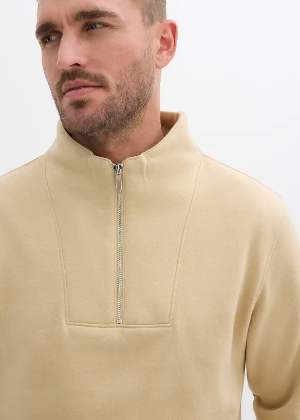 Mikina s límečkem na zip, z čisté organické bavlny, bonprix