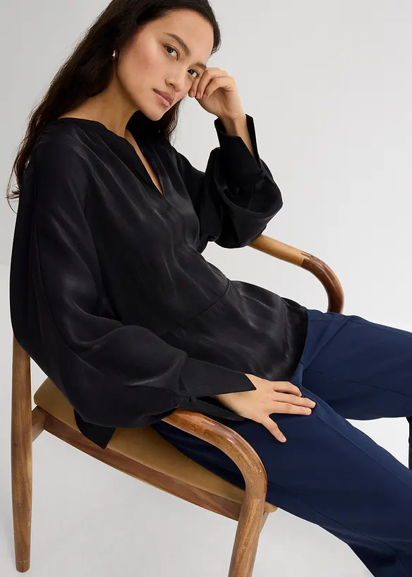 Lehce lesklá úpletová halenka z viskózové směsi, bonprix