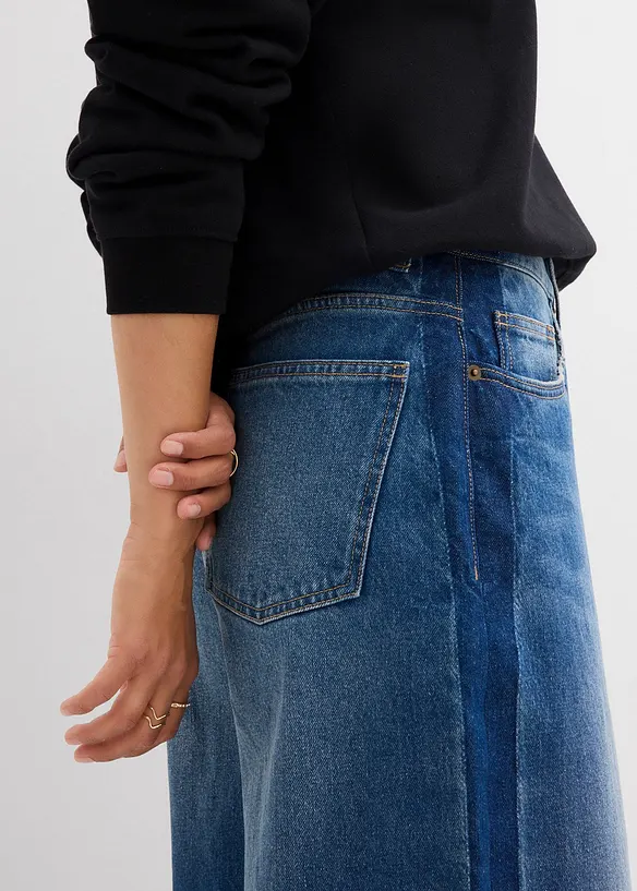 Džíny Barrel, High Waist, zkrácené, bonprix