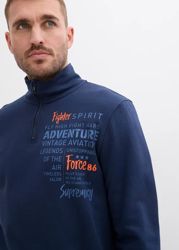 Mikina s límečkem na zip, z čisté bavlny, bonprix