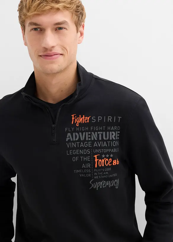 Mikina s límečkem na zip, z čisté organické bavlny, bonprix