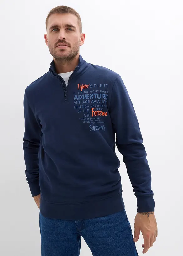 Mikina s límečkem na zip, z čisté bavlny, bonprix