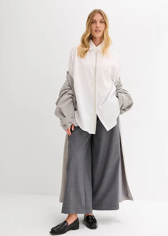 Košilová halenka se štrasovou aplikací, bonprix