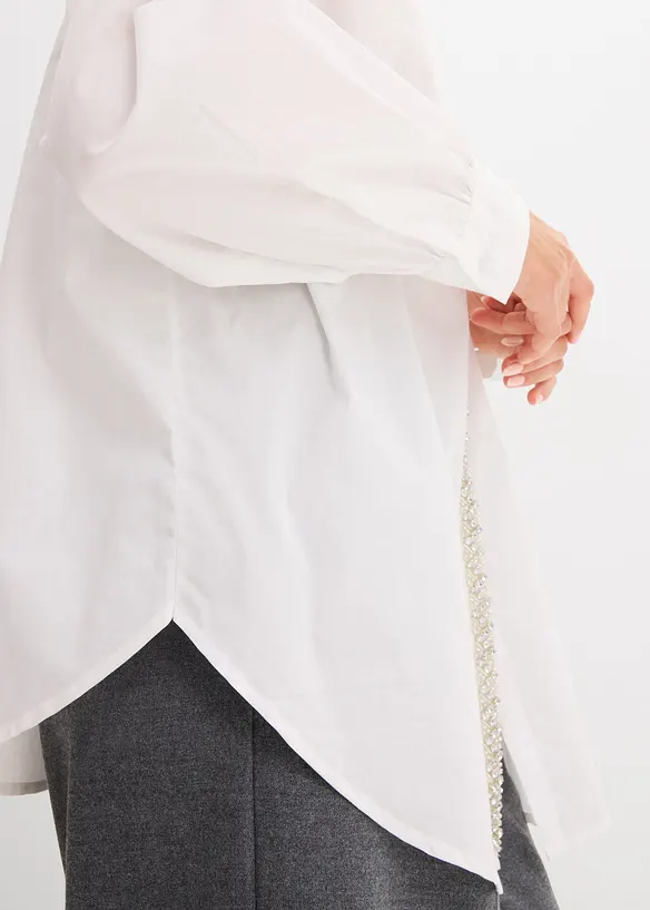 Košilová halenka se štrasovou aplikací, bonprix