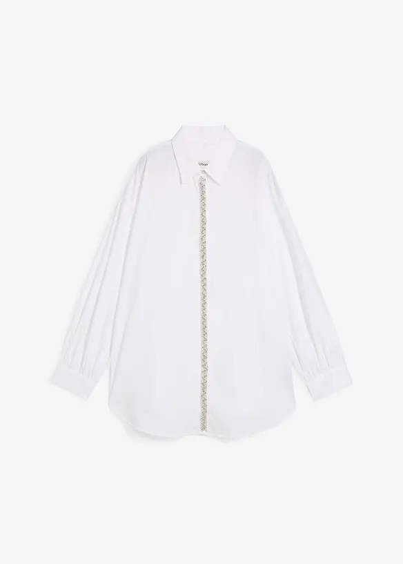 Košilová halenka se štrasovou aplikací, bonprix