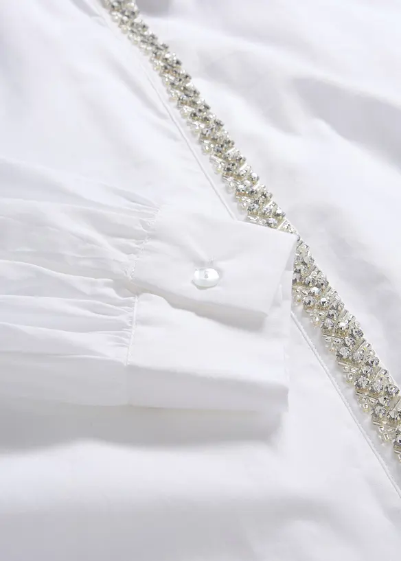 Košilová halenka se štrasovou aplikací, bonprix