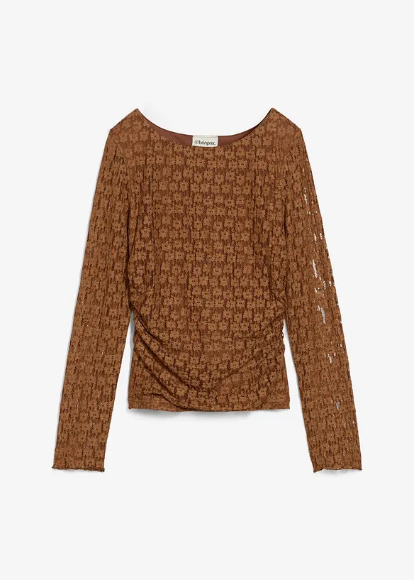 Tričko s dlouh&yacute;m ruk&aacute;vem, z krajky, bonprix