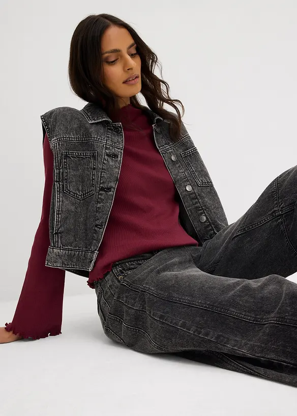 Žebrovan&eacute; tričko z čist&eacute; bavlny, bonprix