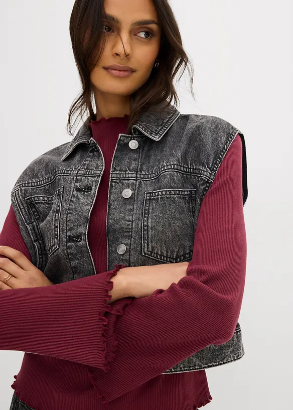 Žebrovan&eacute; tričko z čist&eacute; bavlny, bonprix