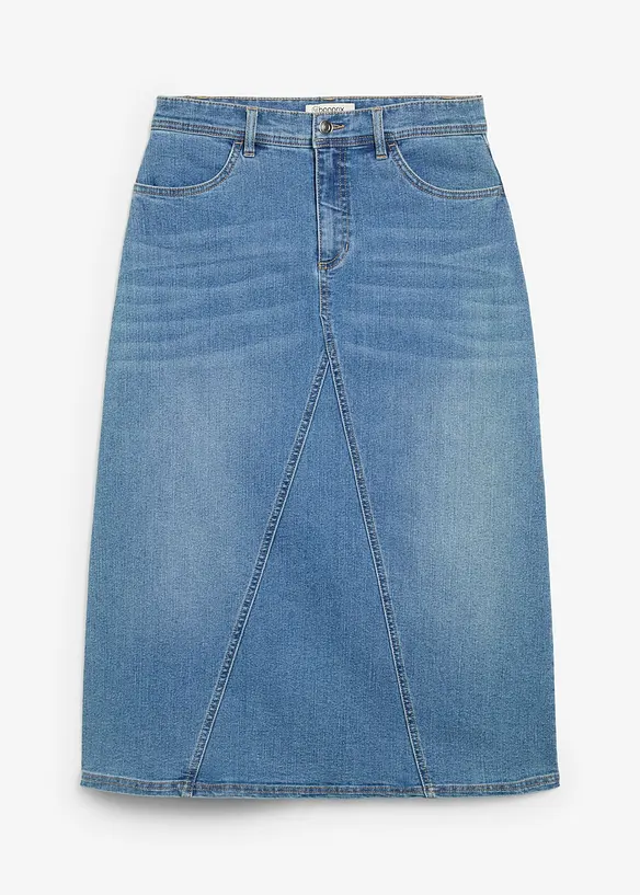 Strečová džínová sukně, High Waist, bonprix