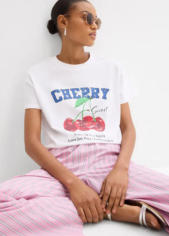 Tričko z čisté organické bavlny, s potiskem, bonprix