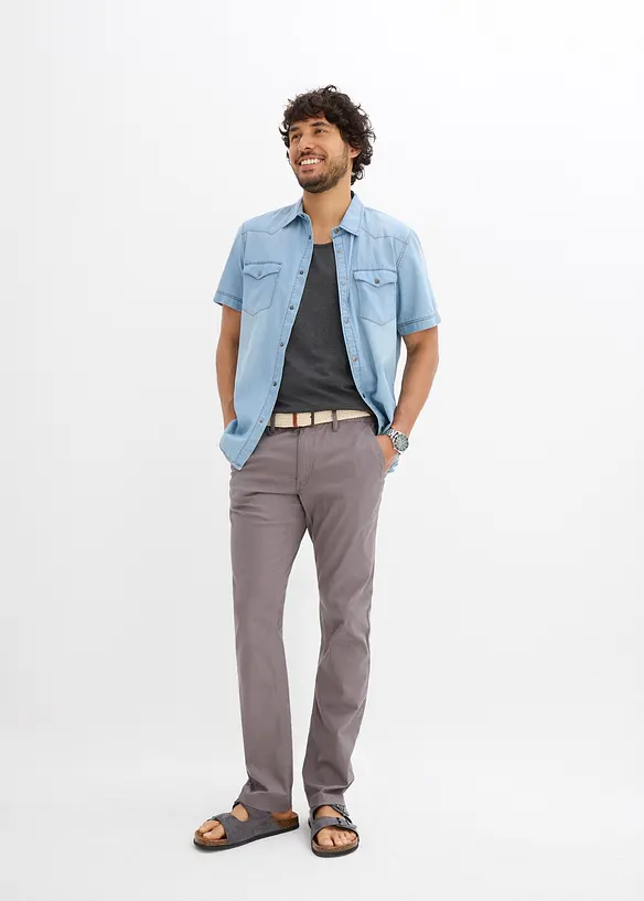 Chino kalhoty s pohodlným pasem a opaskem, Regular Fit, Straight, bonprix