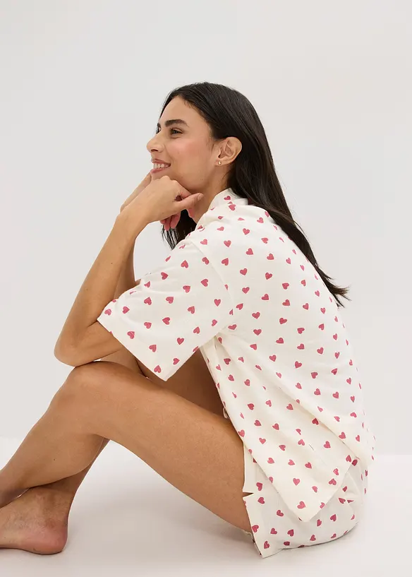 Krátké pyžamo z žíhané příze, oversize, bonprix