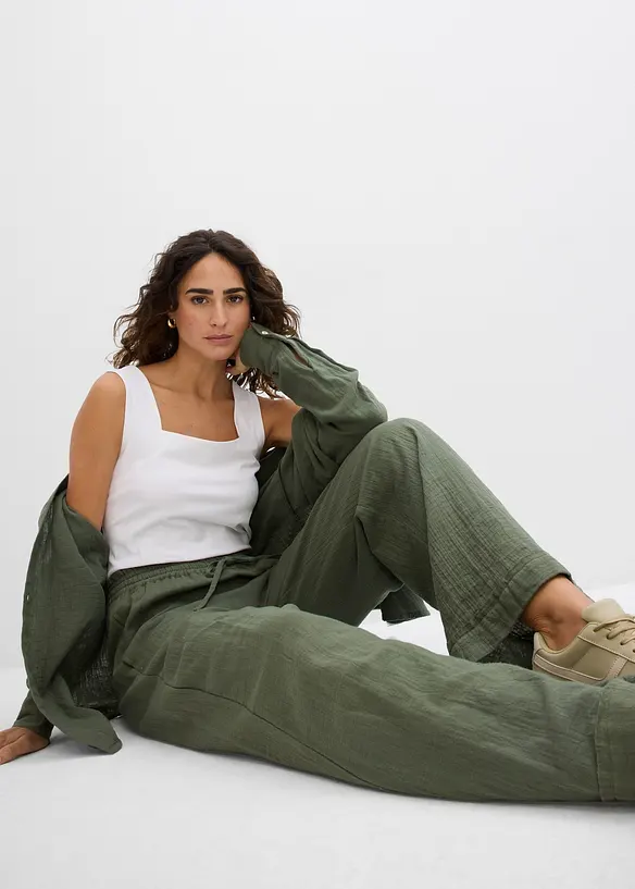 Kalhoty bez zapínání, ze vzdušného mušelínu, bonprix